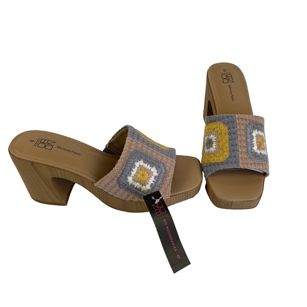 New No Boundaries Women's Crochet Heel Heels Shoes Sandals Size 9 NWOB